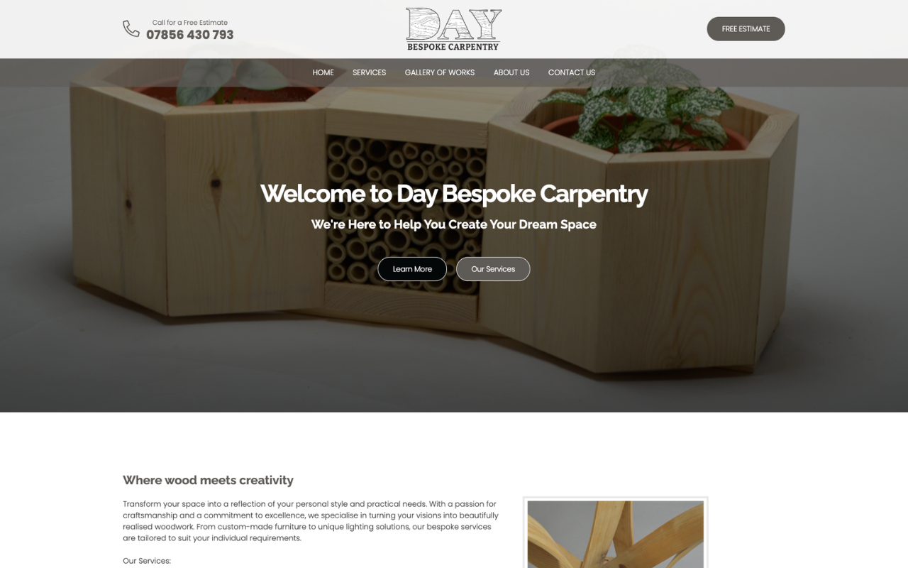 Day Bespoke Carpentry website project