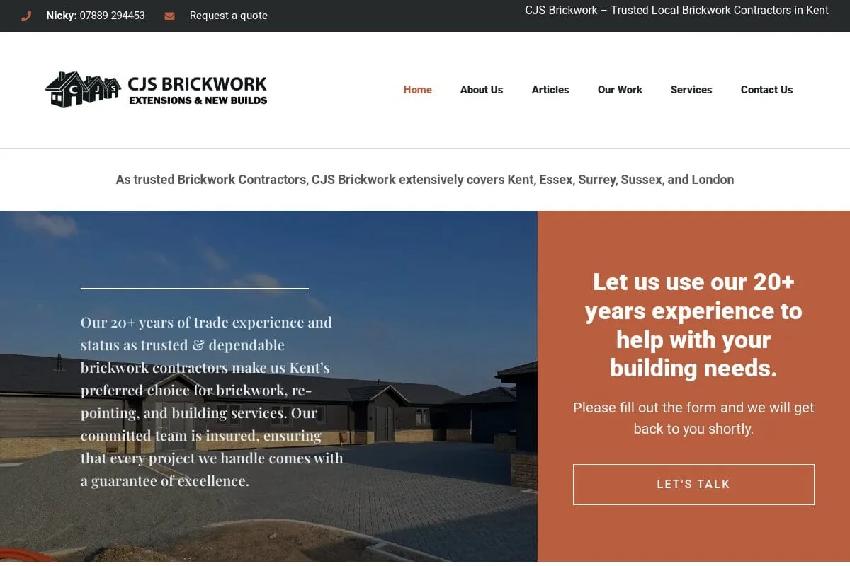 CJS Brickwork website design case study