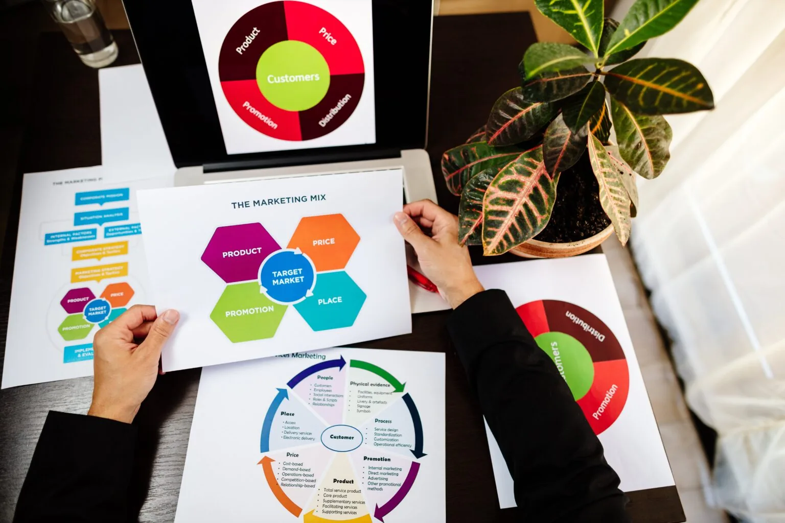 Digital marketing strategy mapped with diagrams and audience notes