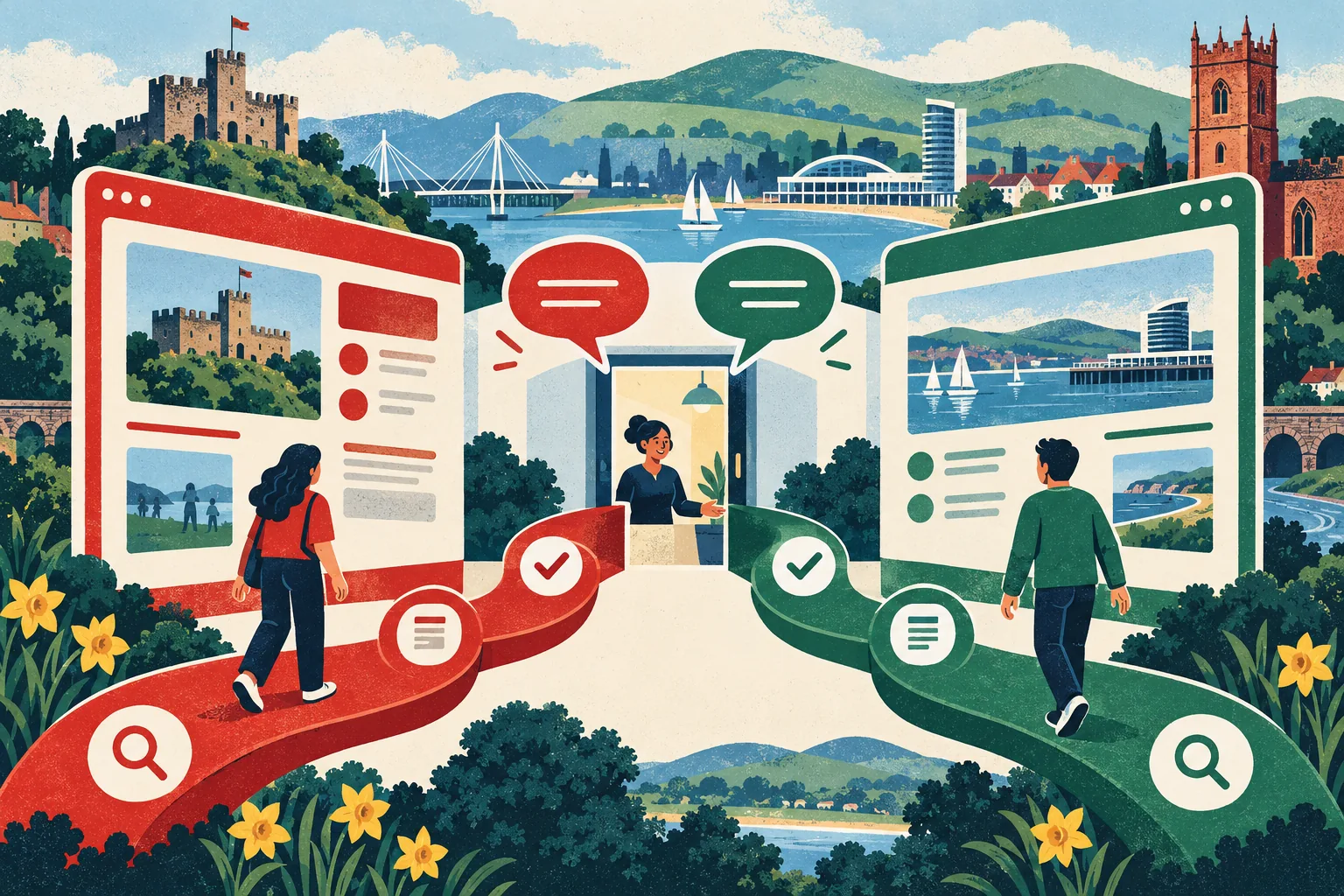 Keep the whole journey bilingual: Cardiff, Swansea and Wrexham websites