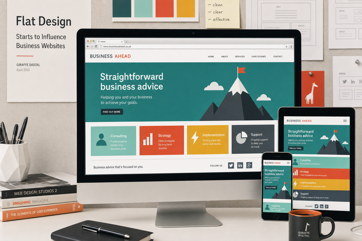 Flat Design Starts to Influence Business Websites