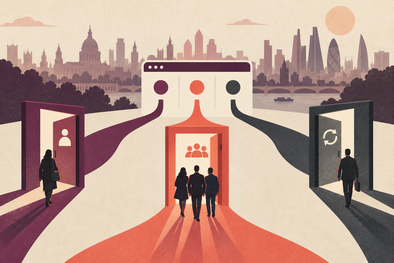 London professional-practice enquiries illustrated by service pathways and client conversations