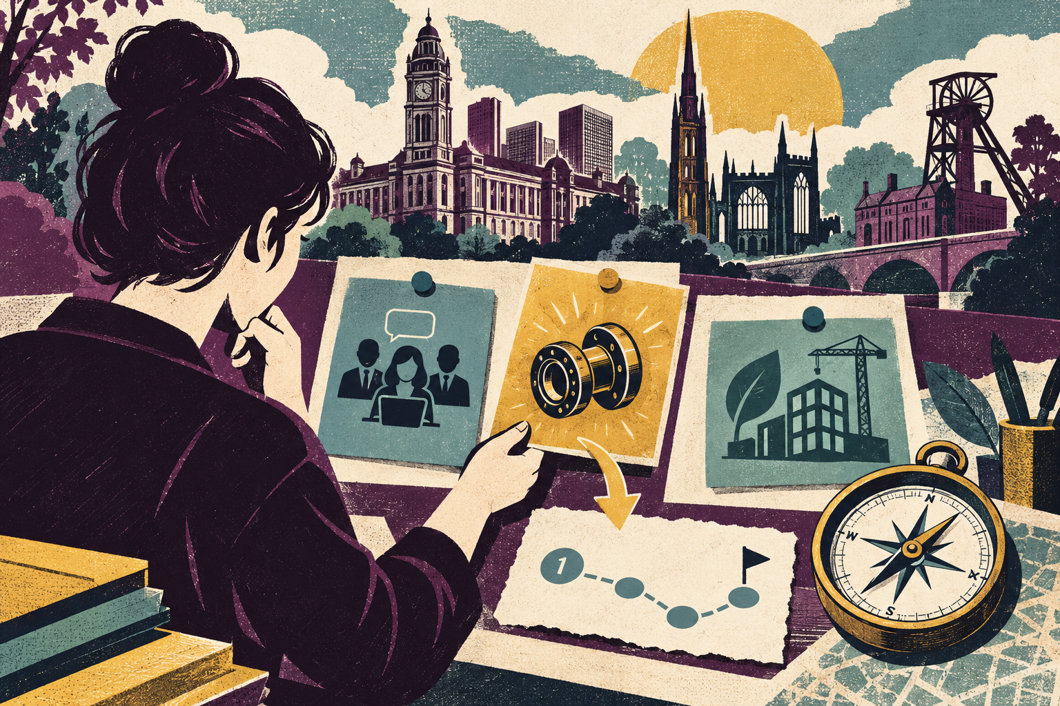 West Midlands website priorities illustrated by a checklist, project options and a compass